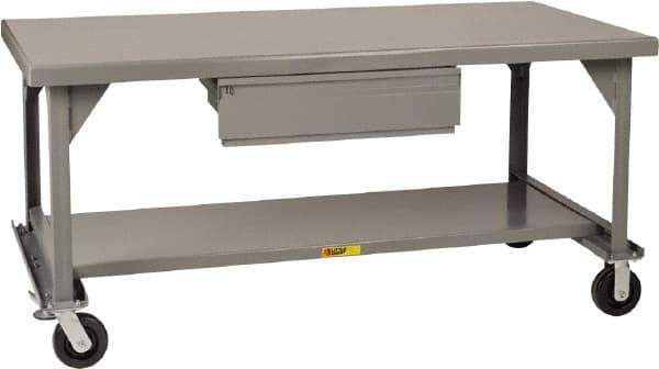 Little Giant - Mobile Workbench - 7 Gauge Steel, Fixed Leg, Gray, 72" Long x 30" Deep x 34" High - Eagle Tool & Supply