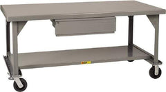 Little Giant - Mobile Workbench - 7 Gauge Steel, Fixed Leg, Gray, 72" Long x 30" Deep x 34" High - Eagle Tool & Supply