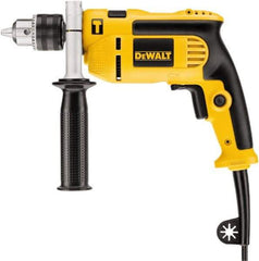 DeWALT - 120 Volt 1/2" Keyed Chuck Electric Hammer Drill - 0 to 47,600 BPM, 0 to 2,800 RPM, Reversible, Pistol Grip with Side Handle - Eagle Tool & Supply