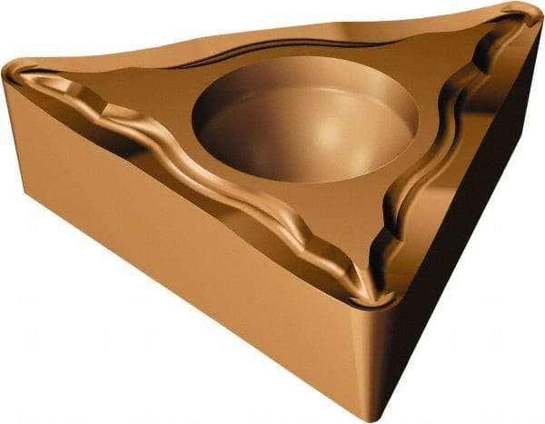 Sandvik Coromant - TCMT32.51 UM Grade 1115 Carbide Turning Insert - TiAlN/AlCr2O3 Finish, 60° Triangle, 3/8" Inscr Circle, 5/32" Thick, 1/64" Corner Radius - Eagle Tool & Supply