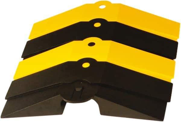 UltraTech - 1 Channel, 1 Ft Long, 1-1/2" Max Compatible Cable Diam, Yellow/Black ABS On Floor Cable Cover - 13-5/8" Overall Width x 2-1/8" Overall Height, 3" Channel Width x 1-1/2" Channel Height - Eagle Tool & Supply