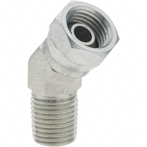 Value Collection - Steel Industrial Pipe 45° Elbow Swivel Adapter - FNPSM x MNPTF - Eagle Tool & Supply