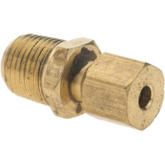 Value Collection - 1/8" Outside Diam, 1/8-27 NPTF, Metal Push-to-Connect Tube Male Connector - Tube to Male NPTF Connection - Eagle Tool & Supply