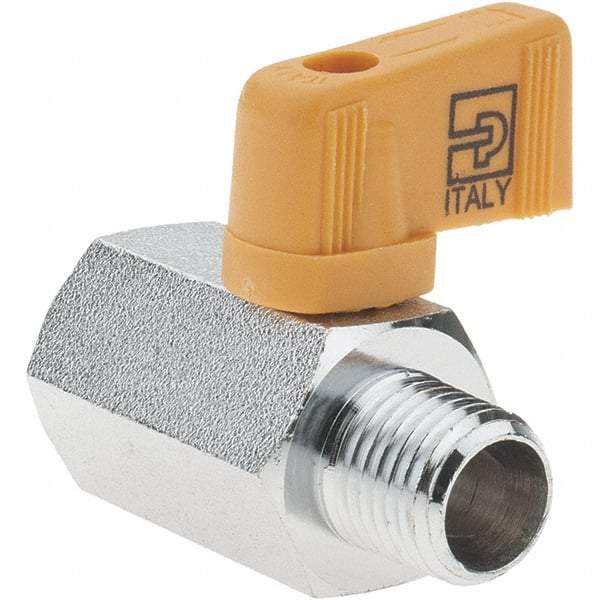 Parker - 1/4" Pipe, Brass Miniature Ball Valve - Male x Female Ends, Wedge Handle - Eagle Tool & Supply