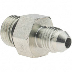 Value Collection - 1/4" Tube OD, 37° Steel Flared Tube Male Connector - 7/16-20 x 9/16-18 ORB, Flare x ORB Ends - Eagle Tool & Supply