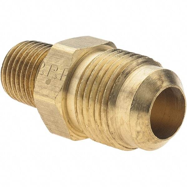 Parker - 1/2" Tube OD, Metal Flared Tube Male Connector - 1/4-18 NPTF - Eagle Tool & Supply