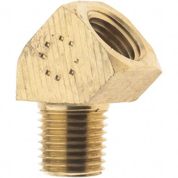 Parker - 1/4 Male Thread x 1/4 Female Thread, Brass Industrial Pipe 45° Street Elbow - MNPTF x FNPTF, 1,000 psi - Eagle Tool & Supply