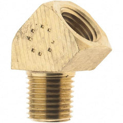 Parker - 1/4 Male Thread x 1/4 Female Thread, Brass Industrial Pipe 45° Street Elbow - MNPTF x FNPTF, 1,000 psi - Eagle Tool & Supply
