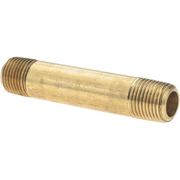 Parker - 1/8 Male Thread, Brass Industrial Pipe Long Nipple - MNPTF, 1,000 psi - Eagle Tool & Supply
