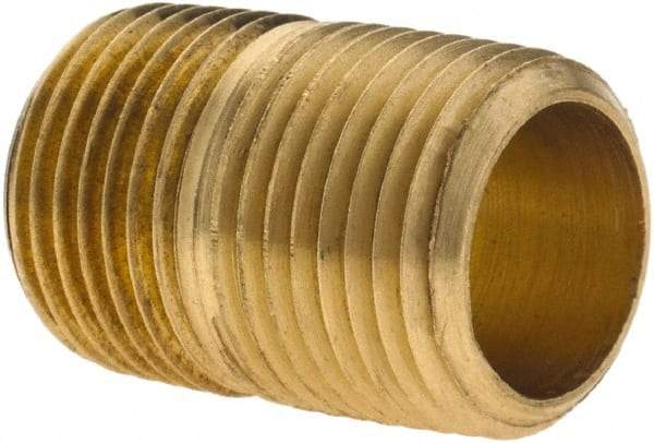 Parker - 3/8 Male Thread, Brass Industrial Pipe Close Nipple - MNPTF, 1,000 psi - Eagle Tool & Supply