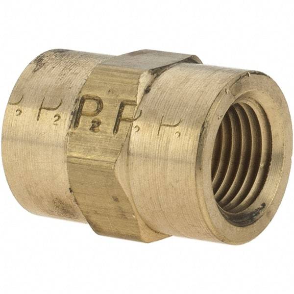 Parker - 1/8 Female Thread, Brass Industrial Pipe Coupling - FNPTF, 1,000 psi - Eagle Tool & Supply
