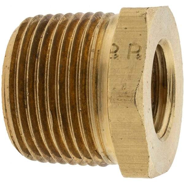Parker - 3/4 Male Thread x 3/8 Female Thread, Brass Industrial Pipe Hex Bushing - MNPTF x FNPTF, 1,000 psi - Eagle Tool & Supply