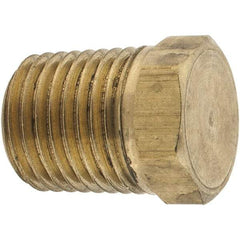 Parker - 1/4 Male Thread, Brass Industrial Pipe Hex Head Plug - MNPTF, 1,000 psi - Eagle Tool & Supply