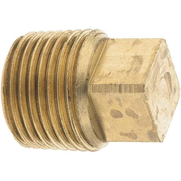Parker - 3/8 Male Thread, Brass Industrial Pipe Square Head Plug - MNPTF, 1,000 psi - Eagle Tool & Supply