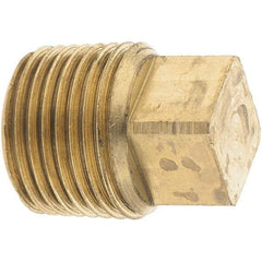 Parker - 3/8 Male Thread, Brass Industrial Pipe Square Head Plug - MNPTF, 1,000 psi - Eagle Tool & Supply