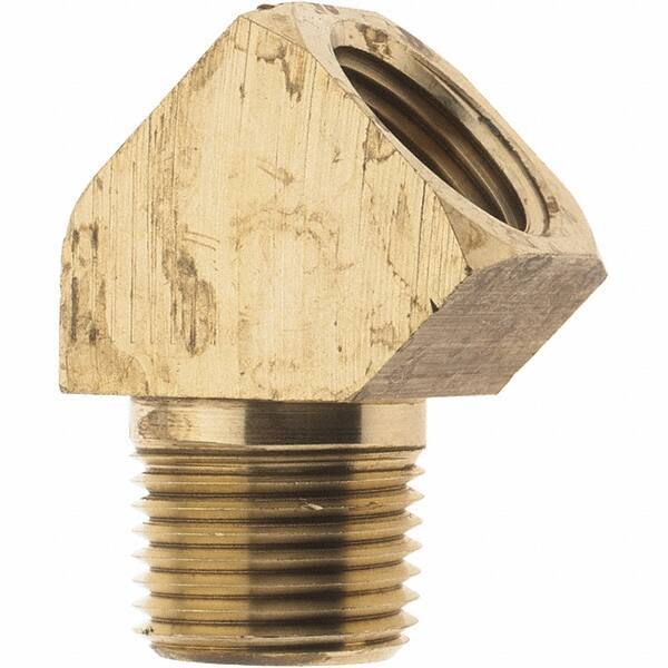 Parker - 1/2 Male Thread x 1/2 Female Thread, Brass Industrial Pipe 45° Street Elbow - MNPTF x FNPTF, 1,000 psi - Eagle Tool & Supply