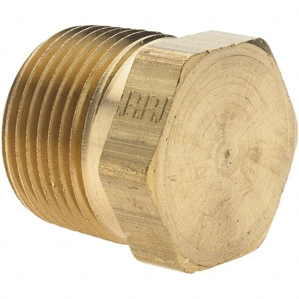 Parker - 3/4 Male Thread, Brass Industrial Pipe Hex Head Plug - MNPTF, 1,000 psi - Eagle Tool & Supply