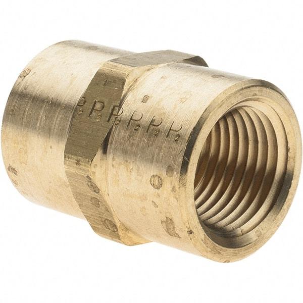 Parker - 1/2 Female Thread, Brass Industrial Pipe Coupling - FNPTF, 1,000 psi - Eagle Tool & Supply
