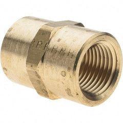 Parker - 1/2 Female Thread, Brass Industrial Pipe Coupling - FNPTF, 1,000 psi - Eagle Tool & Supply