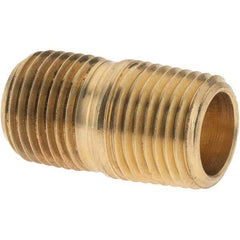 Parker - 1/8 Male Thread, Brass Industrial Pipe Close Nipple - MNPTF, 1,000 psi - Eagle Tool & Supply