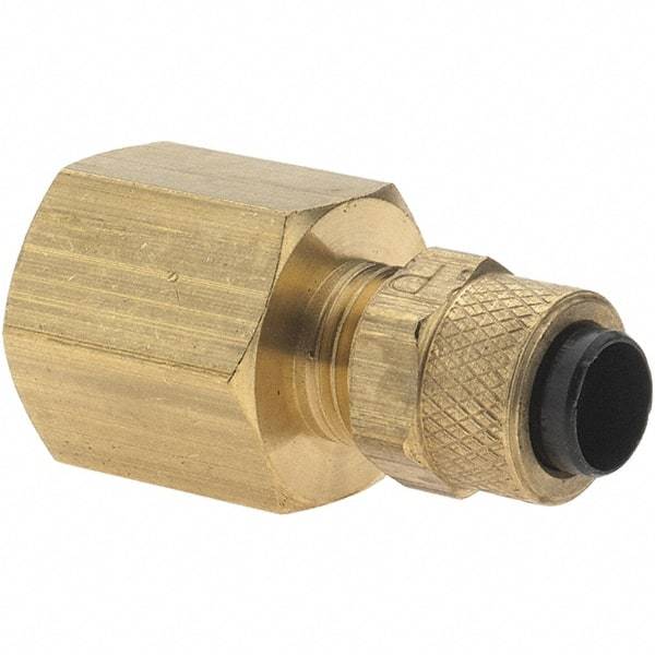 Parker - 1/4" OD, Brass Female Connector - 150 Max Working psi, Comp x FNPT Ends - Eagle Tool & Supply