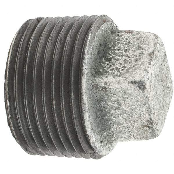 Value Collection - Class 150, 1" Galvanized Pipe Square Plug - Threaded, Malleable Iron - Eagle Tool & Supply