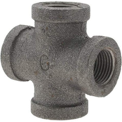 Value Collection - Size 3/8", Class 150, Malleable Iron Black Pipe Cross - 150 psi, Threaded End Connection - Eagle Tool & Supply