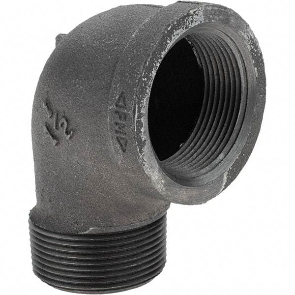 Value Collection - Size 1-1/2", Class 150, Malleable Iron Black Pipe 90° Street Elbow - 150 psi, Threaded End Connection - Eagle Tool & Supply