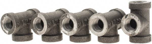 Value Collection - Size 1/4", Class 150, Malleable Iron Black Pipe Tee - 150 psi, Threaded End Connection - Eagle Tool & Supply