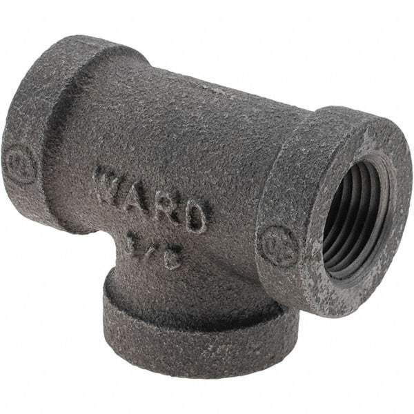 Value Collection - Size 3/8", Class 150, Malleable Iron Black Pipe Tee - 150 psi, Threaded End Connection - Eagle Tool & Supply