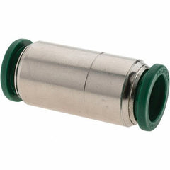 Parker - 1/2" Outside Diam, Nickel Plated Brass Push-to-Connect Tube Union - 300 Max psi, Tube to Tube Connection, Nitrile O-Ring - Eagle Tool & Supply