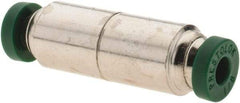 Parker - 1/8" Outside Diam, Nickel Plated Brass Push-to-Connect Tube Union - 300 Max psi, Tube to Tube Connection, Nitrile O-Ring - Eagle Tool & Supply