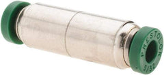 Parker - 5/32" Outside Diam, Nickel Plated Brass Push-to-Connect Tube Union - 300 Max psi, Tube to Tube Connection, Nitrile O-Ring - Eagle Tool & Supply
