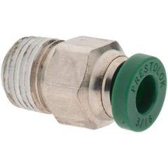 Parker - 3/16" Outside Diam, 1/8 NPTF, Nickel Plated Brass Push-to-Connect Tube Male Connector - 300 Max psi, Tube to Male NPT Connection, Nitrile O-Ring - Eagle Tool & Supply