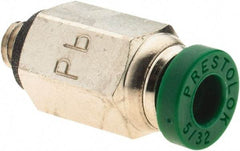 Parker - 5/32" Outside Diam, 10-32 UNF, Nickel Plated Brass Push-to-Connect Tube Male Connector - 300 Max psi, Tube to Male UNF Connection, Nitrile O-Ring - Eagle Tool & Supply