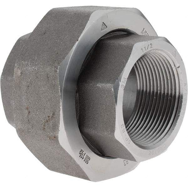 Value Collection - Size 1-1/2", Class 3,000, Forged Carbon Steel Black Pipe Union - NPT End Connection - Eagle Tool & Supply