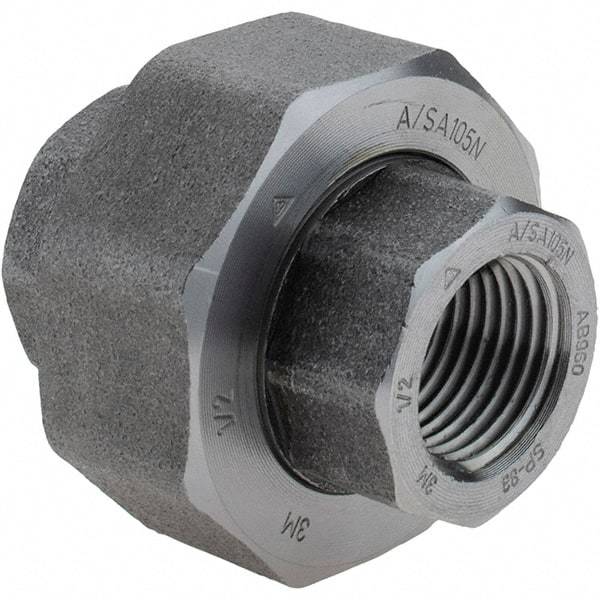Value Collection - Size 1/2", Class 3,000, Forged Carbon Steel Black Pipe Union - NPT End Connection - Eagle Tool & Supply