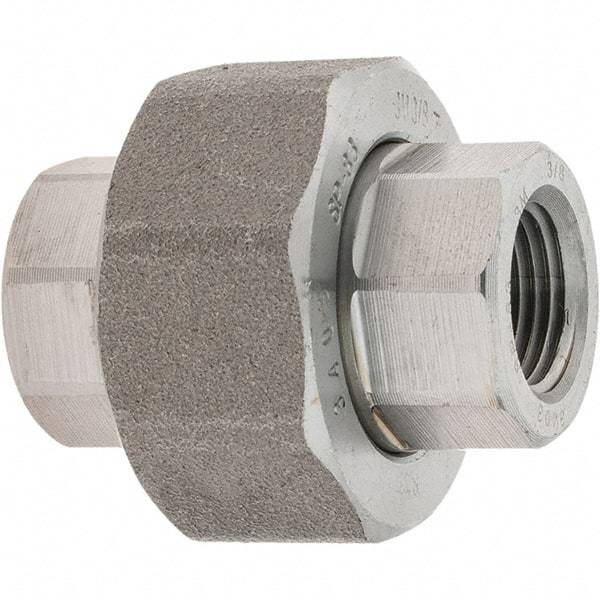 Value Collection - Size 3/8", Class 3,000, Forged Carbon Steel Black Pipe Union - NPT End Connection - Eagle Tool & Supply
