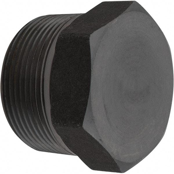 Value Collection - Size 1-1/2", Class 3,000, Forged Carbon Steel Black Pipe Hex Plug - NPT End Connection - Eagle Tool & Supply