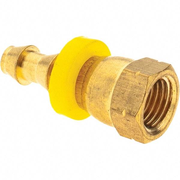 Value Collection - 1/4" ID 1/4 UNF Barbed Push On Female Swivel - Brass - Eagle Tool & Supply