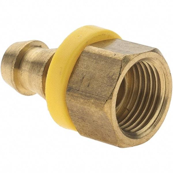 Value Collection - 3/8" ID 3/8 UNF Barbed Push On Inverted Female Rigid Fitting - Brass - Eagle Tool & Supply