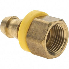 Value Collection - 3/8" ID 3/8 UNF Barbed Push On Inverted Female Rigid Fitting - Brass - Eagle Tool & Supply
