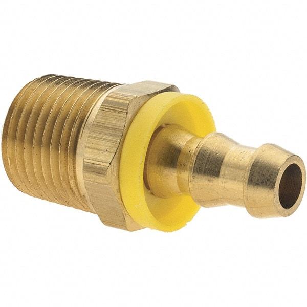 Value Collection - 3/8" ID 1/2 NPT Barbed Push On Male Fitting - Brass - Eagle Tool & Supply