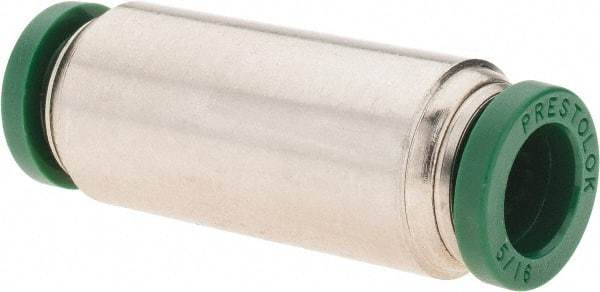 Parker - 5/16" Outside Diam, Nickel Plated Brass Push-to-Connect Tube Union - 300 Max psi, Tube to Tube Connection, Nitrile O-Ring - Eagle Tool & Supply