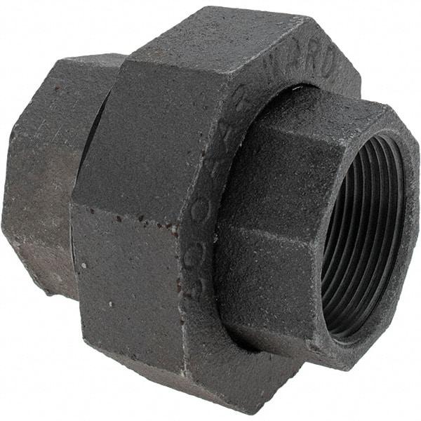 Value Collection - Size 1-1/2", Class 300, Malleable Iron Black Pipe Union - 300 psi, Threaded End Connection - Eagle Tool & Supply