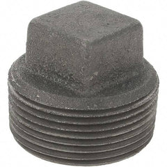 Value Collection - Size 1-1/4", Class 150, Malleable Iron Black Pipe Square Plug - 150 psi, Threaded End Connection - Eagle Tool & Supply