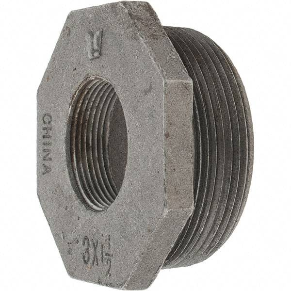 Value Collection - Class 150, 3 x 1-1/2" Black Pipe Hex Bushing - Threaded, Malleable Iron - Eagle Tool & Supply