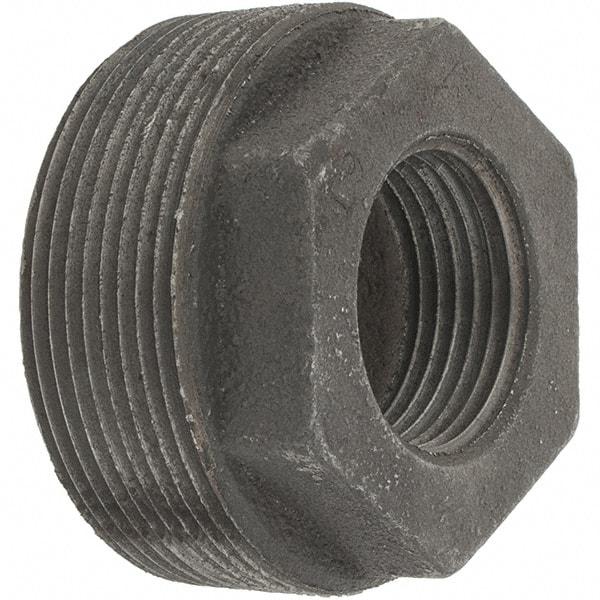 Value Collection - Size 2 x 1", Class 150, Malleable Iron Black Pipe Hex Bushing - 150 psi, Threaded End Connection - Eagle Tool & Supply
