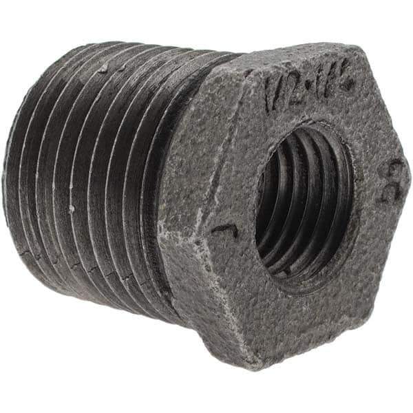 Value Collection - Size 1/2 x 1/4", Class 150, Malleable Iron Black Pipe Hex Bushing - 150 psi, Threaded End Connection - Eagle Tool & Supply