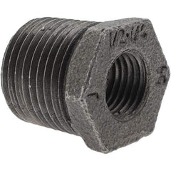 Value Collection - Size 1/2 x 1/4", Class 150, Malleable Iron Black Pipe Hex Bushing - 150 psi, Threaded End Connection - Eagle Tool & Supply